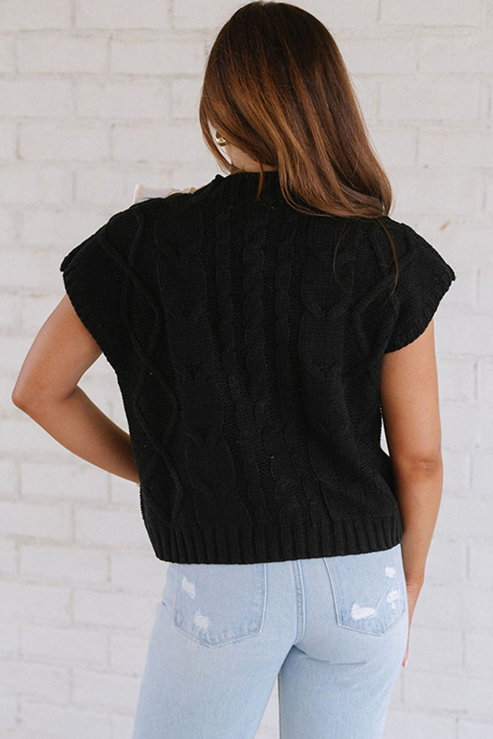 Cable Knit Satin Bowknot Sweater